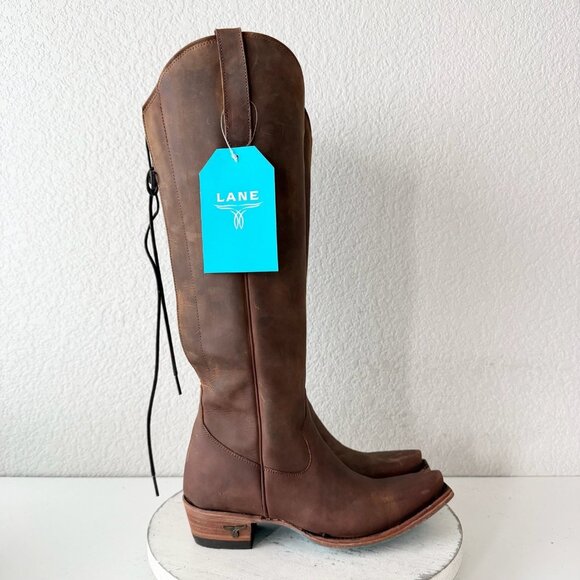 Lane OLIVIA JANE Knee High Womens Cowboy Boots 6 Brown Leather Western Cowgirl - Picture 2 of 11